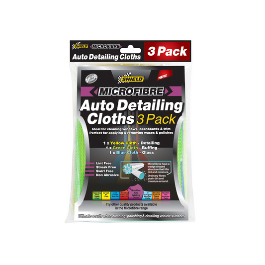 Shield 3 Pack MicroFibre Auto Detailing Cloths